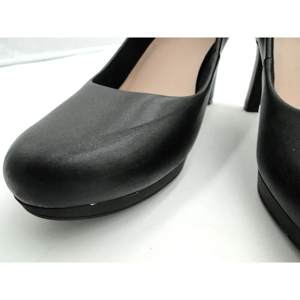 Clarks Adriel Viola Black Leather Platform Dress Shoes Pumps Heels Women's 9.5 M